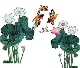 中秋荷花蝴蝶素材圖片