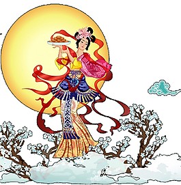 创意嫦娥奔月圆月素材图片
