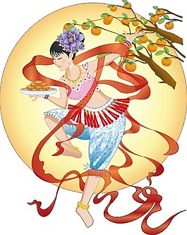 嫦娥奔月絲帶素材圖片
