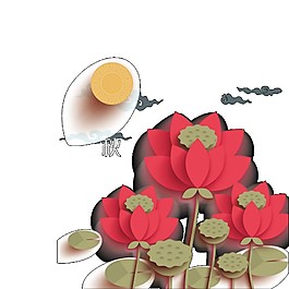 紅色荷花月餅PNG元素