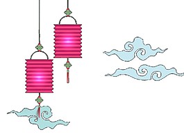 红色灯笼祥云PNG元素