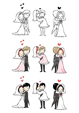 結(jié)婚年輕伴侶插畫(huà)矢量素材