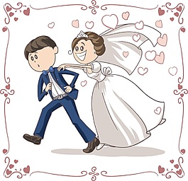 高興結(jié)婚伴侶插畫矢量素材