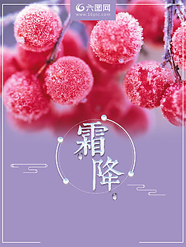唯美霜降二十四節(jié)氣海報(bào)背景