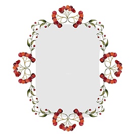 紅色果實(shí)水彩花環(huán)和蒙版矢量
