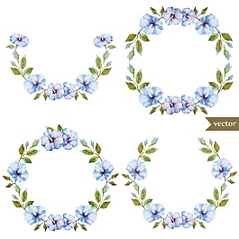 水彩創(chuàng)意花環(huán)和蒙版矢量