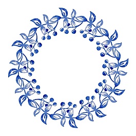 藍(lán)色水彩花環(huán)和蒙版矢量