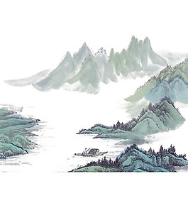 手繪水墨山水元素