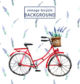 水彩繪浪漫的自行車插畫