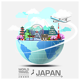 特色日本旅行建筑插畫