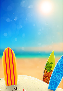 夏日沙灘海報背景素材