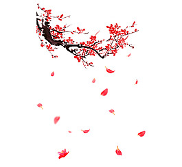 中國風紅梅花瓣元素