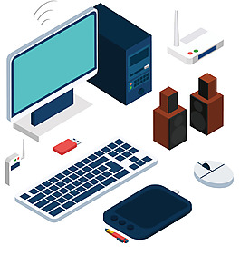 手繪電腦辦公桌元素