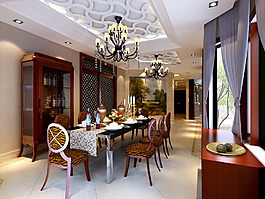 歐式創(chuàng)意餐廳吊燈背景墻設(shè)計(jì)圖