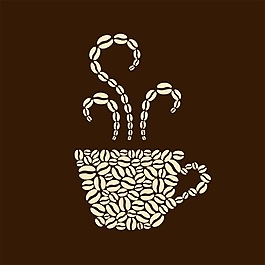 时尚咖啡豆组成杯子插图矢量素材背景
