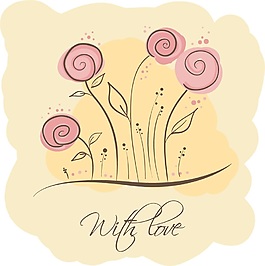簡約手繪花卉背景模板矢量素材