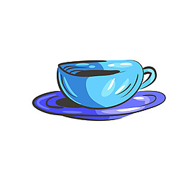 卡通咖啡藍(lán)色茶杯子矢量素材