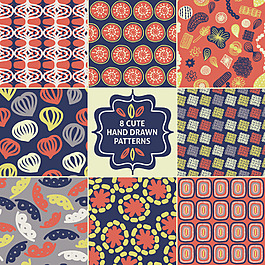 秋天花紋樹葉紋理四方連續填充圖案矢量