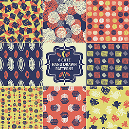 花紋樹葉紋理四方連續填充圖案矢量