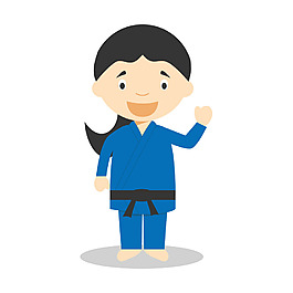 手绘跆拳道黑带元素