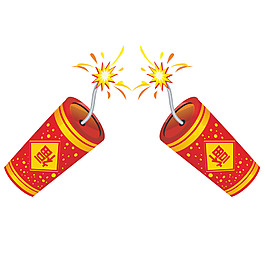 手绘鞭炮新春元素