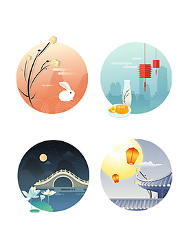 卡通中秋節(jié)元素設計