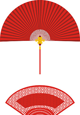 喜庆红色折扇元素