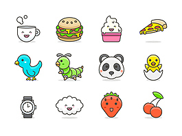 可爱多彩线性icon图标Sketch素材