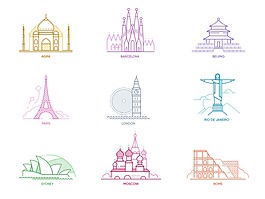世界城市主題icon圖標Sketch素材
