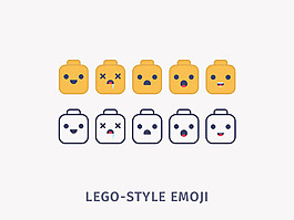 樂高樣式Emoji表情sketch素材