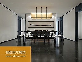 中式餐廳3d模型