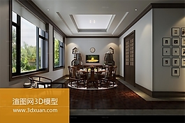 中式餐廳3d模型
