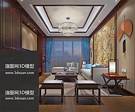 中式古典客厅模型