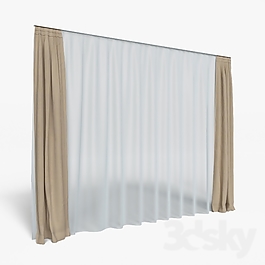 純色窗簾紗裝飾模型
