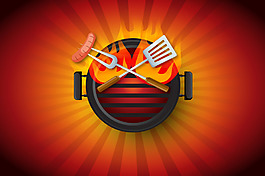 歐式燒烤BBQ海報(bào)展板矢量背景素材