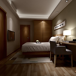 低調(diào)風(fēng)格酒店臥室3D空間