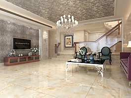 簡約風(fēng)格客廳地板渲染