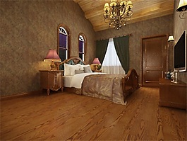 奢華低調(diào)臥室3d模型效果圖