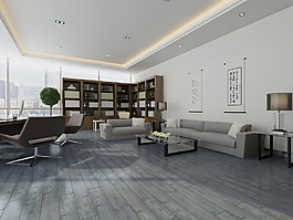 灰色木地板歐式3d模型效果圖