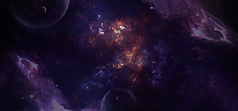 紫色夜空星空banner背景