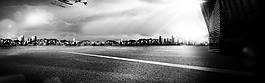 灰色大氣城市建筑banner背景
