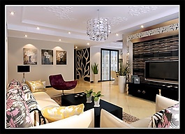 3D渲染現代時尚客廳效果圖