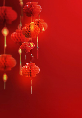 唯美紅色燈籠H5背景素材