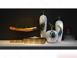 羽毛花瓶擺設模型