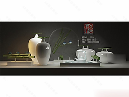 精美白瓷花瓶擺設模型