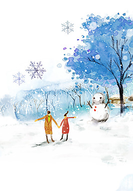卡通雪人冬季H5背景素材