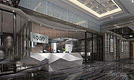 簡約大氣企業(yè)前臺3d模型效果圖