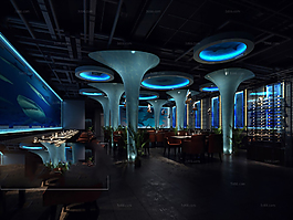 海洋現(xiàn)代餐廳模型下載
