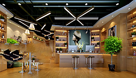 3D渲染美發(fā)店前臺模型下載