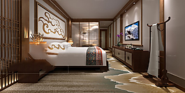 3D渲染藏式風(fēng)格臥室效果圖下載